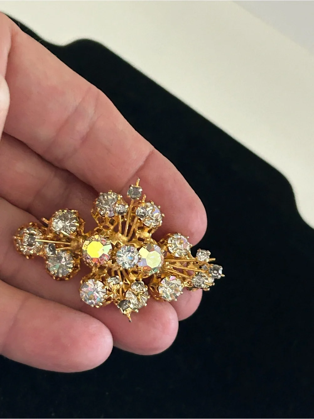 Vintage Austrian AB Crystal Spray/Sputnik Brooch Signed Made in Austria